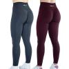 AUROLA Workout Leggings for Women Seamless Scrunch Tights Tummy Control Gym Fitness Girl Sport Active Yoga Pants(Set (Black Marl+black Cherry))
