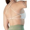 AUROLA Workout Sports Bras Women Athletic Removable Backless Strappy Criss Cross Light Support Gym Fitness Yoga Crop Bra(Solid-crescent White)